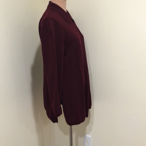 Saks Fifth Avenue The Works Cardigan Sweater Size Large Maroon Red Virgin Wool - Picture 4 of 10